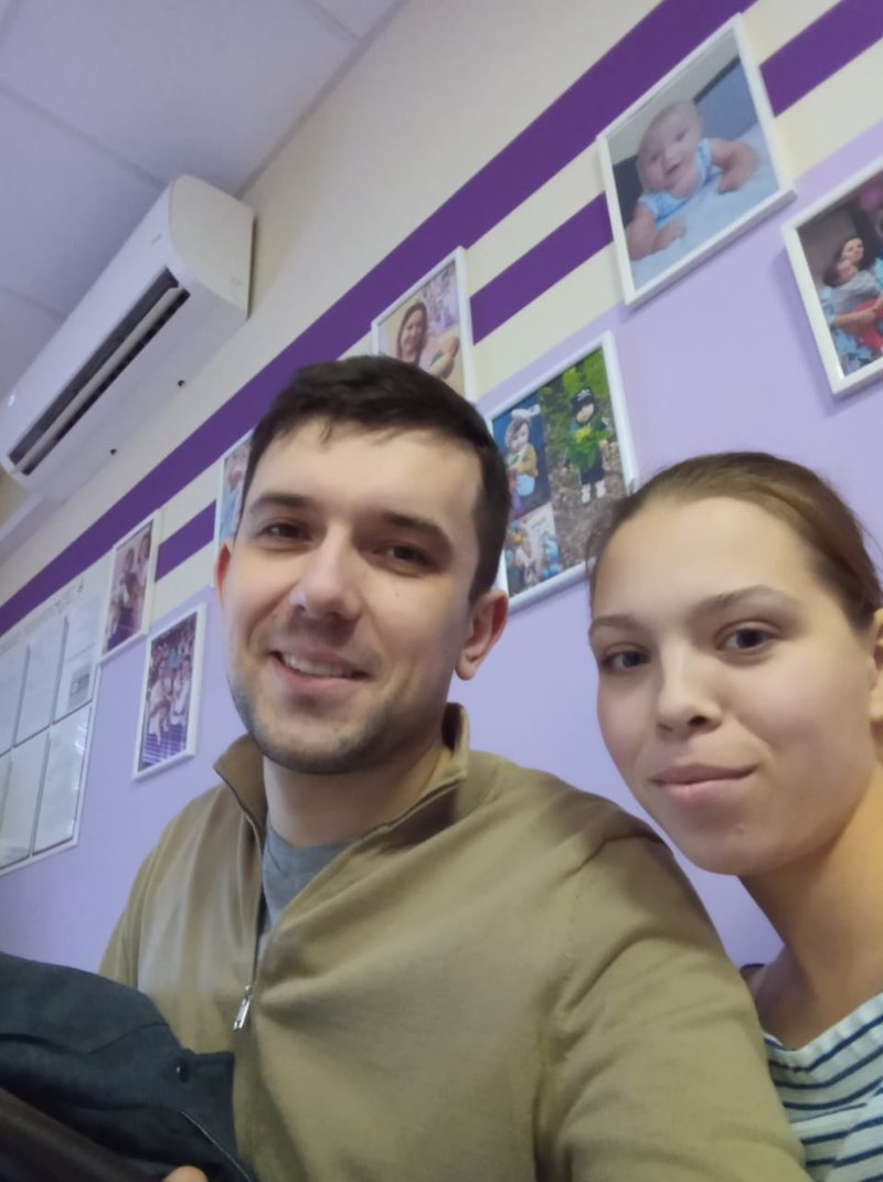 Svitlana, a Novaparent surrogate mother, with coordinator Andrew Khodonovych at the partner clinic in Kyiv